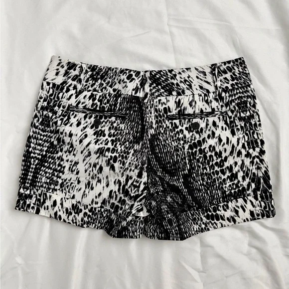 New York & Company Black and White Patterned Shorts and Blue Denim Shorts - Picture 2 of 6